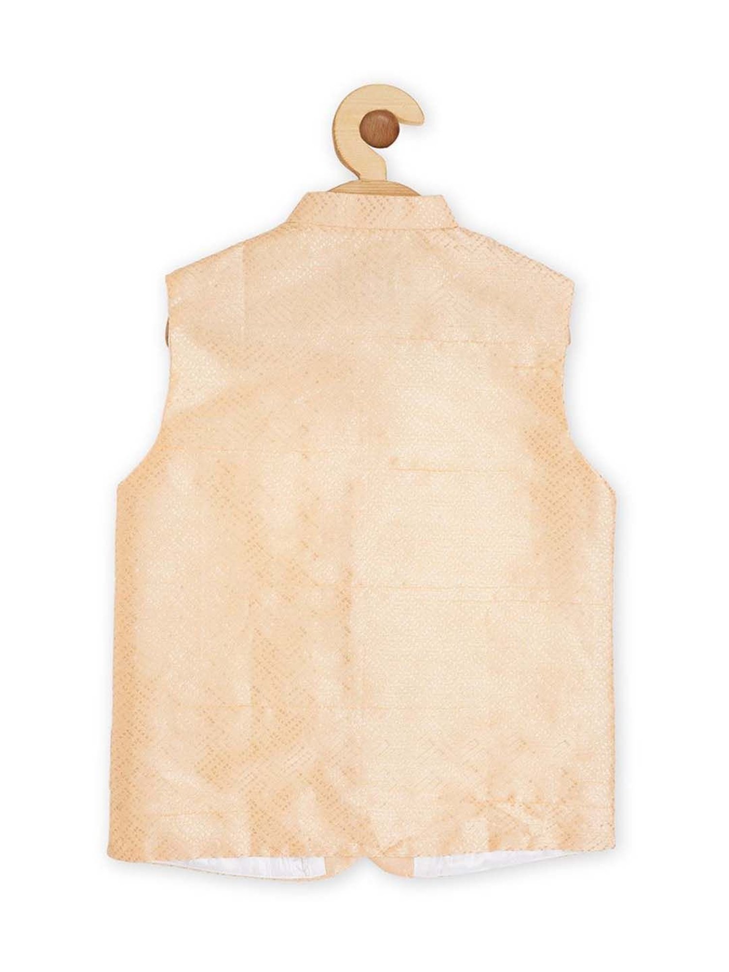 Cavio Kids Peach & White Cotton Embellished Shirt Set