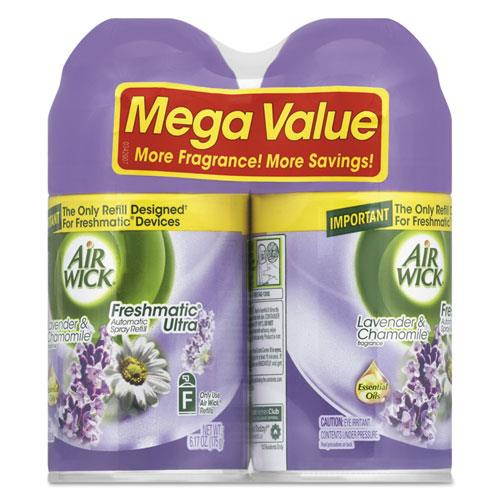 Air Wick 62338-85595 Freshmatic Ultra Spray Refill, Lavender/Chamomile, Aerosol 5.89 oz., 2/Pack