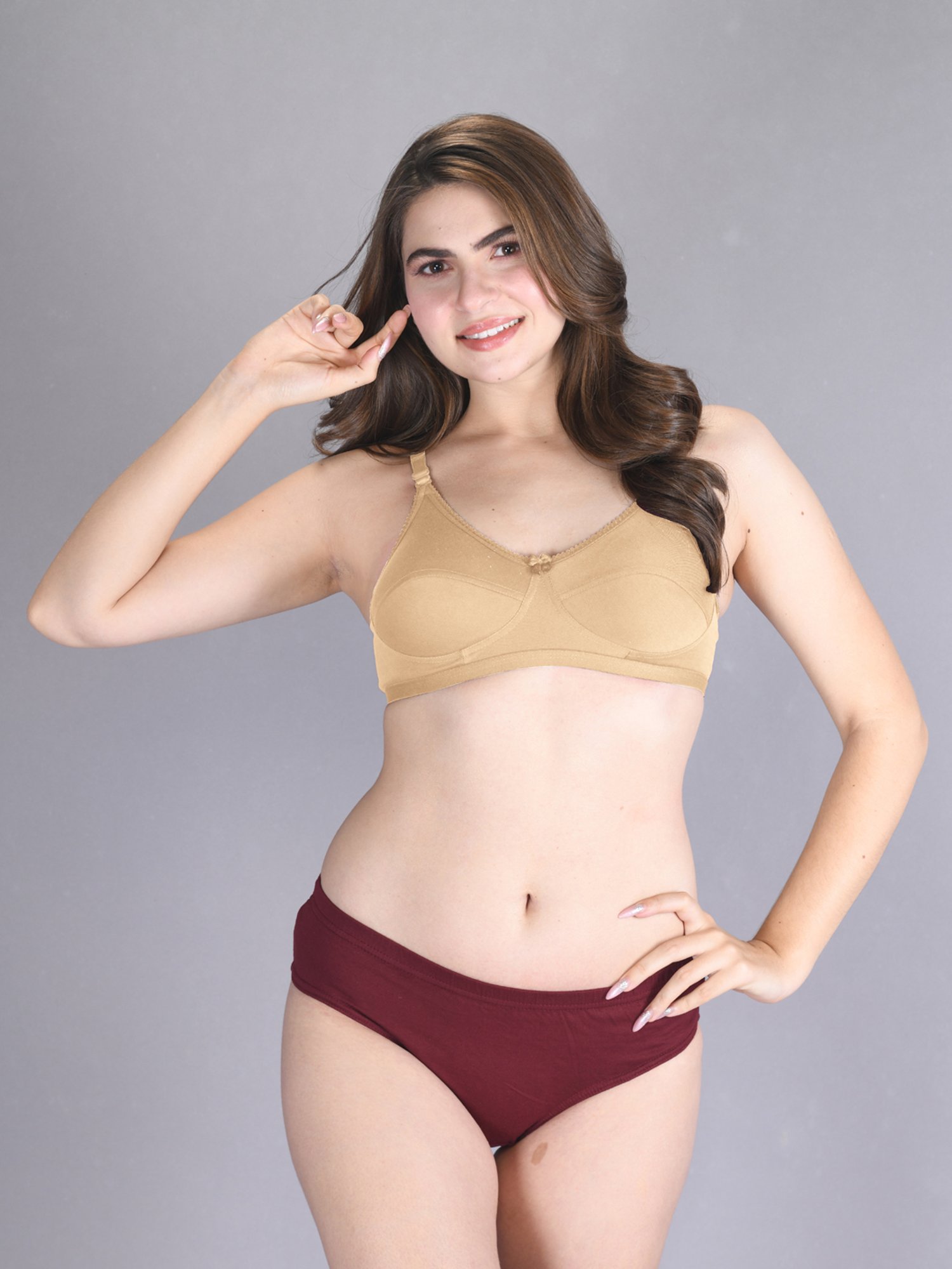 Lux Venus Peach & Tan Full Coverage Non-Wired Bra With Adjustable Strap - Pack of 2