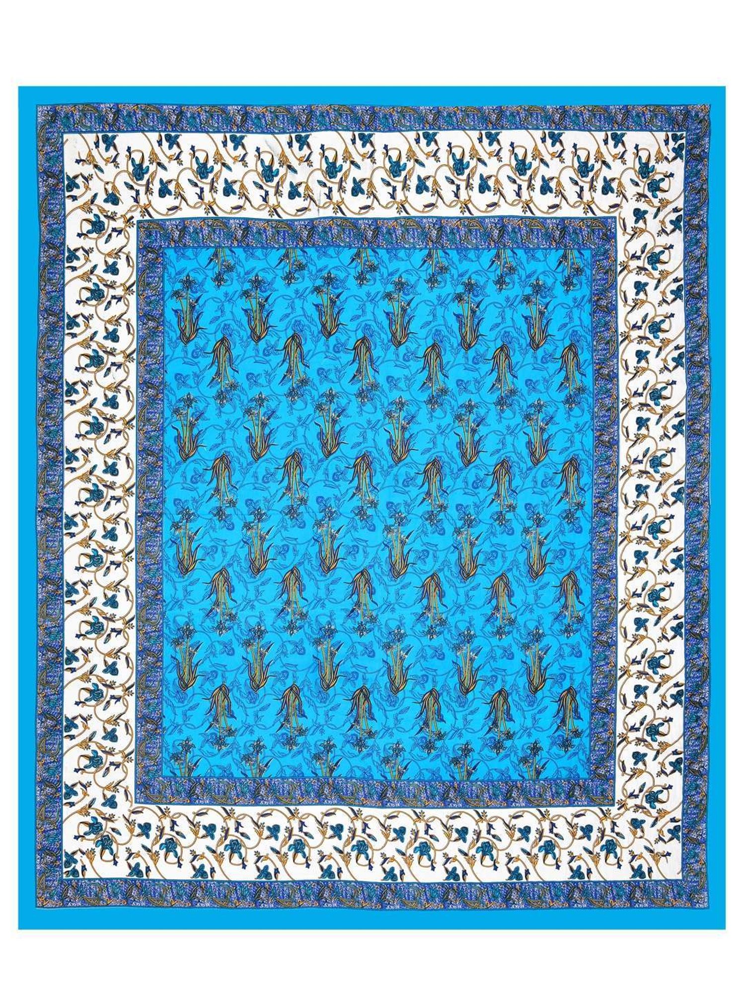 Living Roots Jaipuri Blue 210 TC Cotton Queen Bed Sheet with 2 Pillow Covers