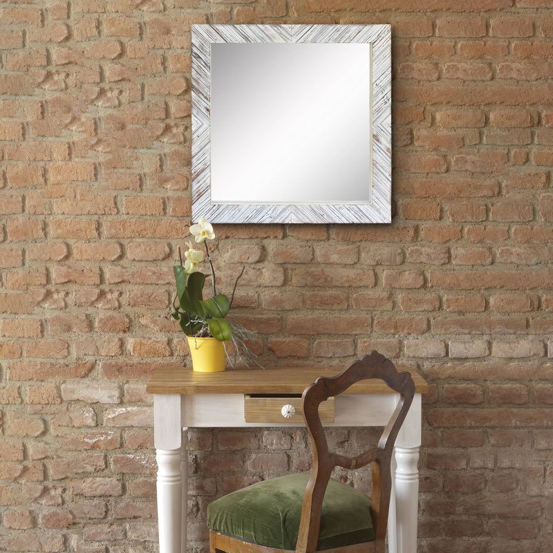Wood Chevron Decorative Wall Mirror White - Stonebriar Collection