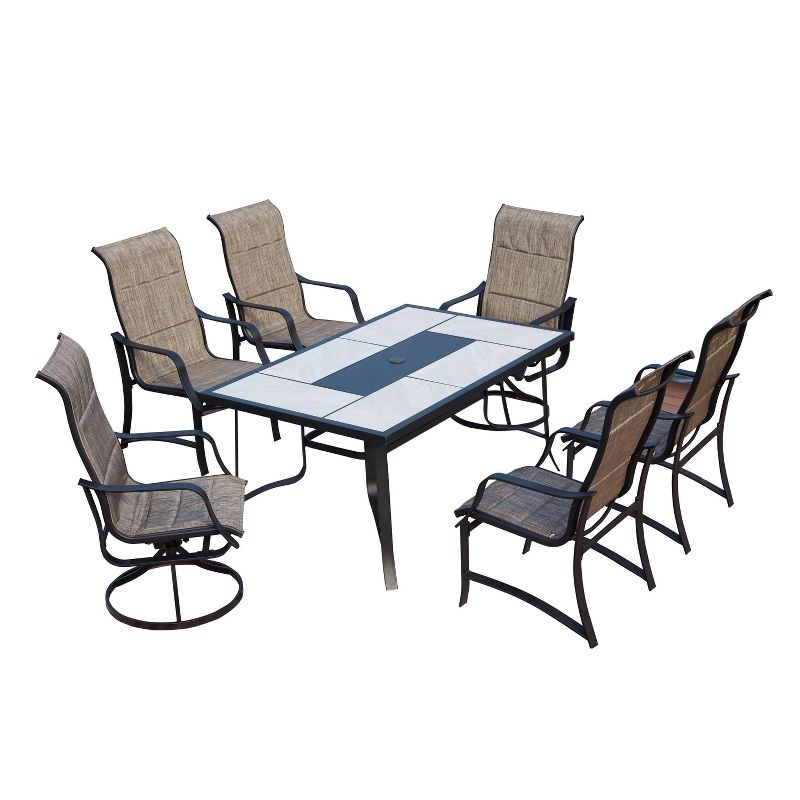 7pc Steel Patio Dining Sets Gray - Lokatse