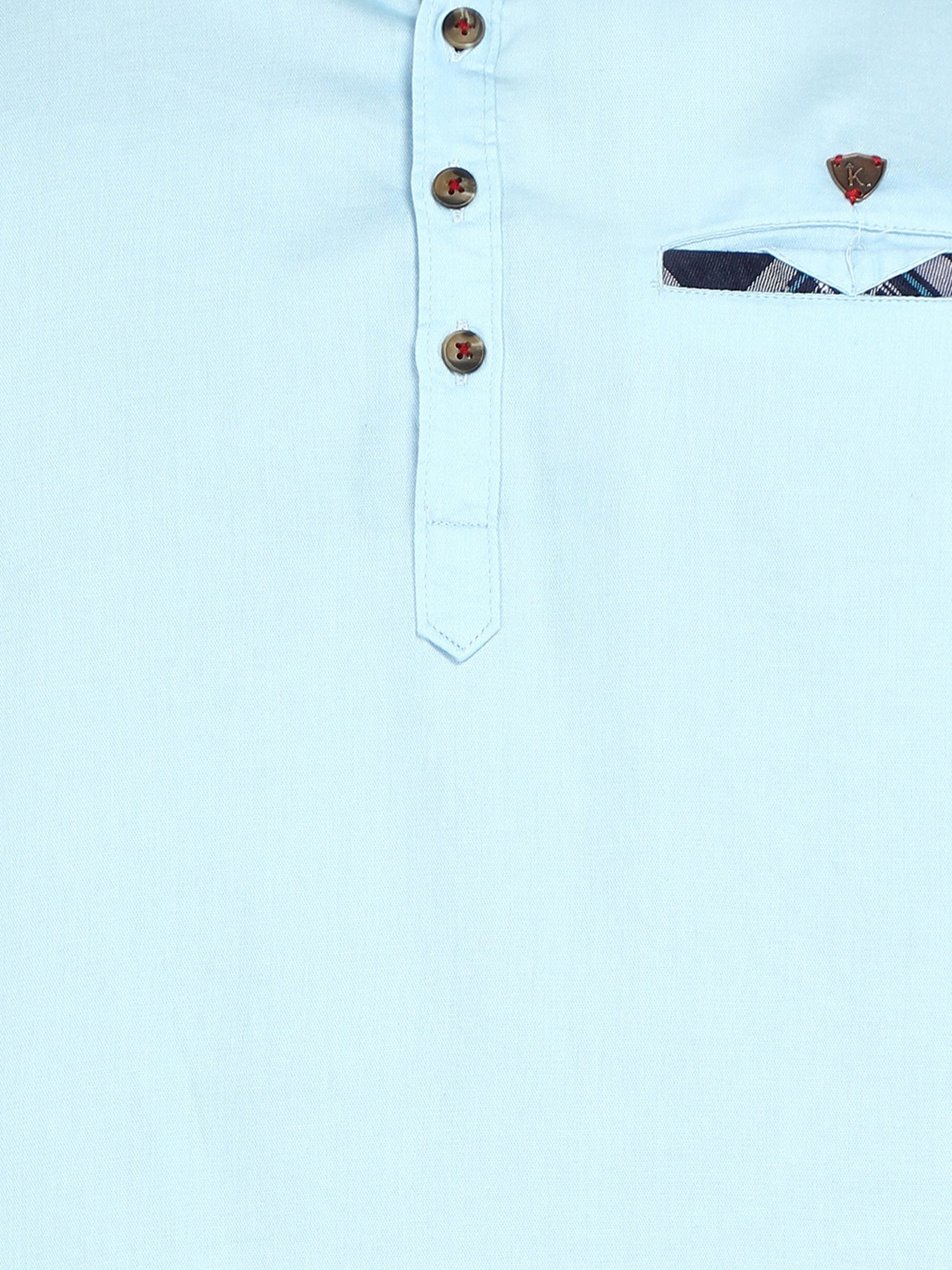 Kuons Avenue Light Blue Regular Fit Cotton Short Kurta