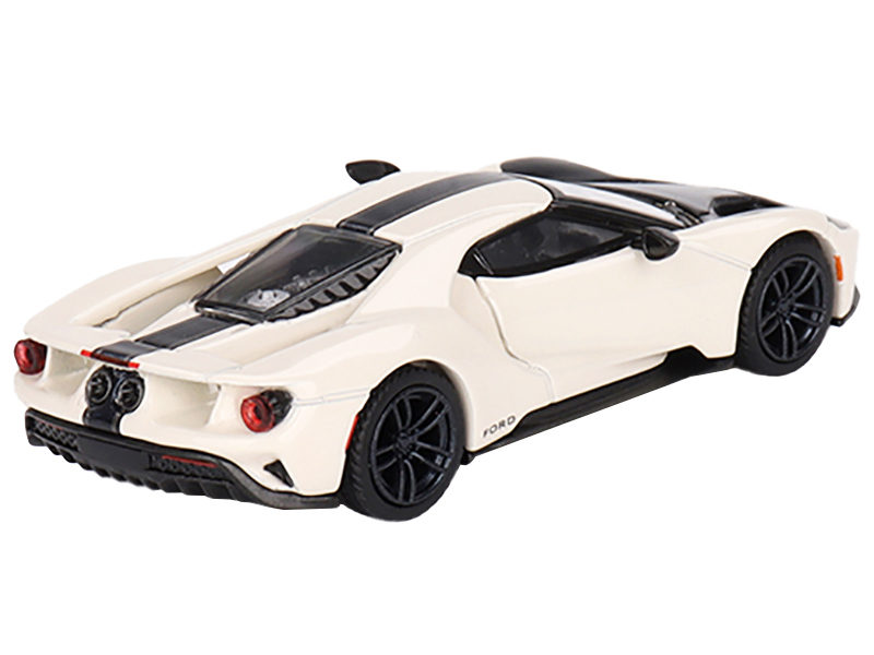 Ford GT "1964 Prototype Heritage Edition" Wimbledon White with Black Hood and Stripe Limited Edition to 2400 pieces Worldwide 1/64 Diecast Model Car by Mini GT