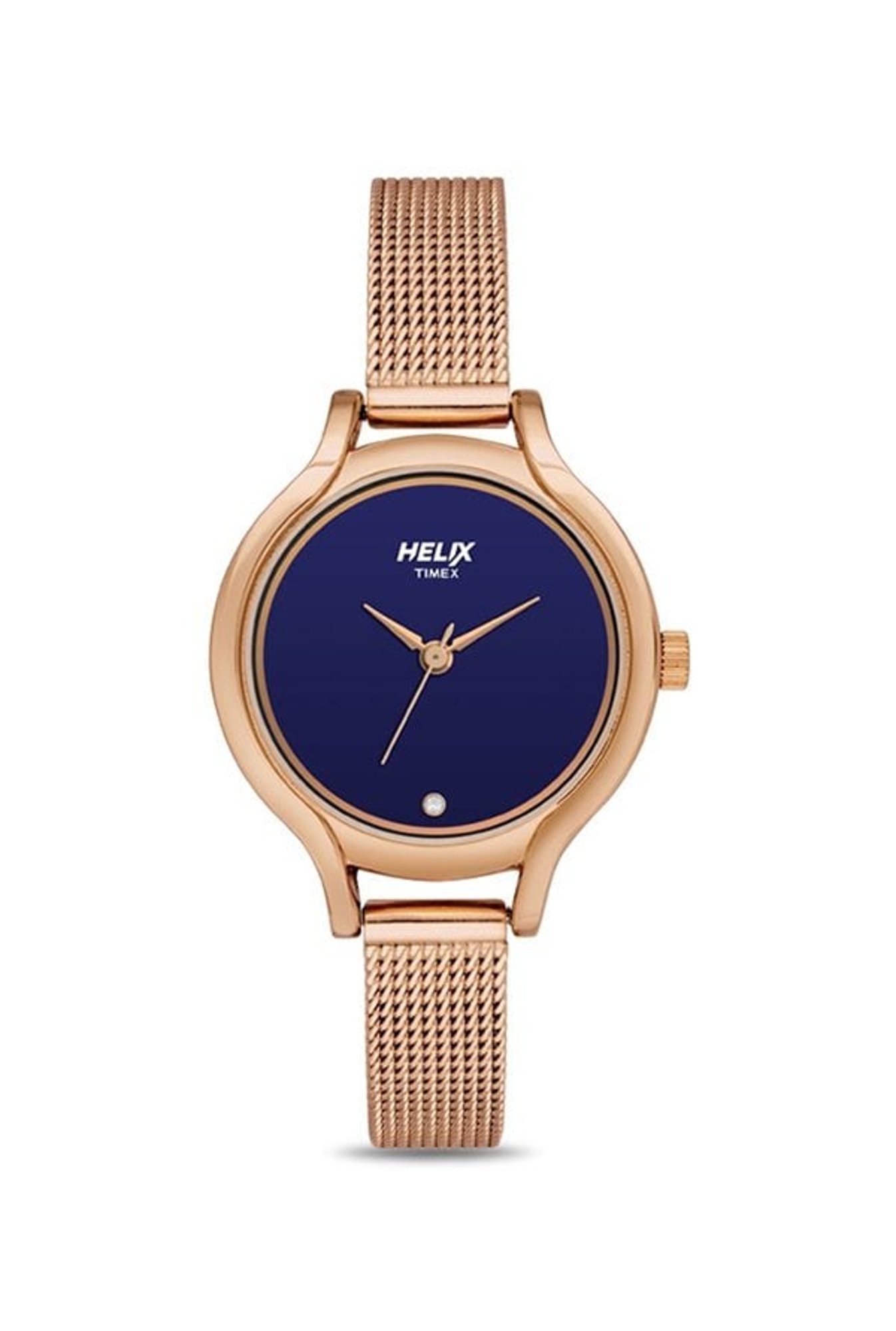Helix By Timex Blue Round Dial Analog Stainless Steel Women Watch - TW027HL13