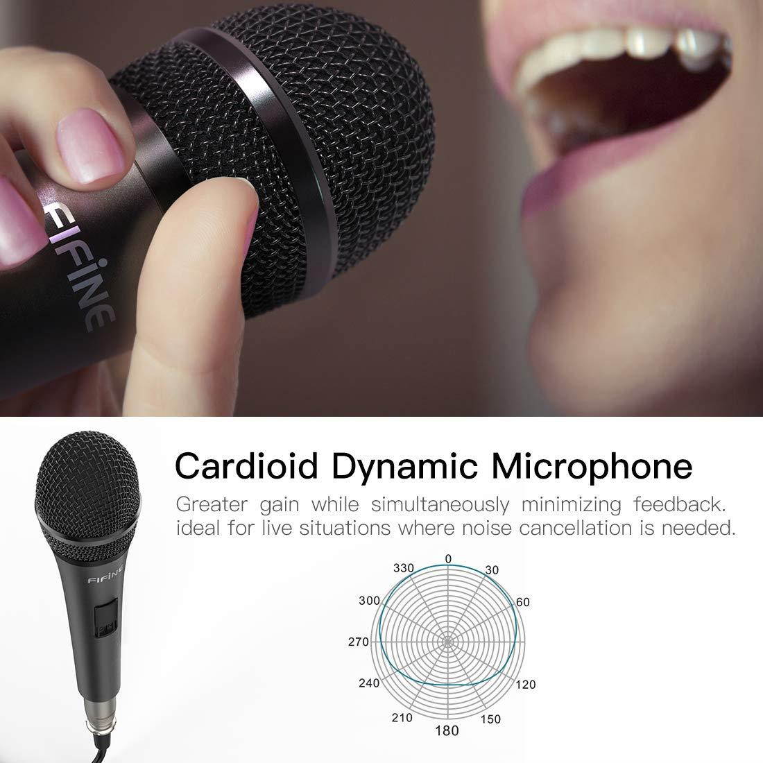 Karaoke Microphone,Fifine Dynamic Vocal Microphone for Speaker,Wired Handheld Mic with On/Off Switch and14.8ft Detachable Cable.(K6)