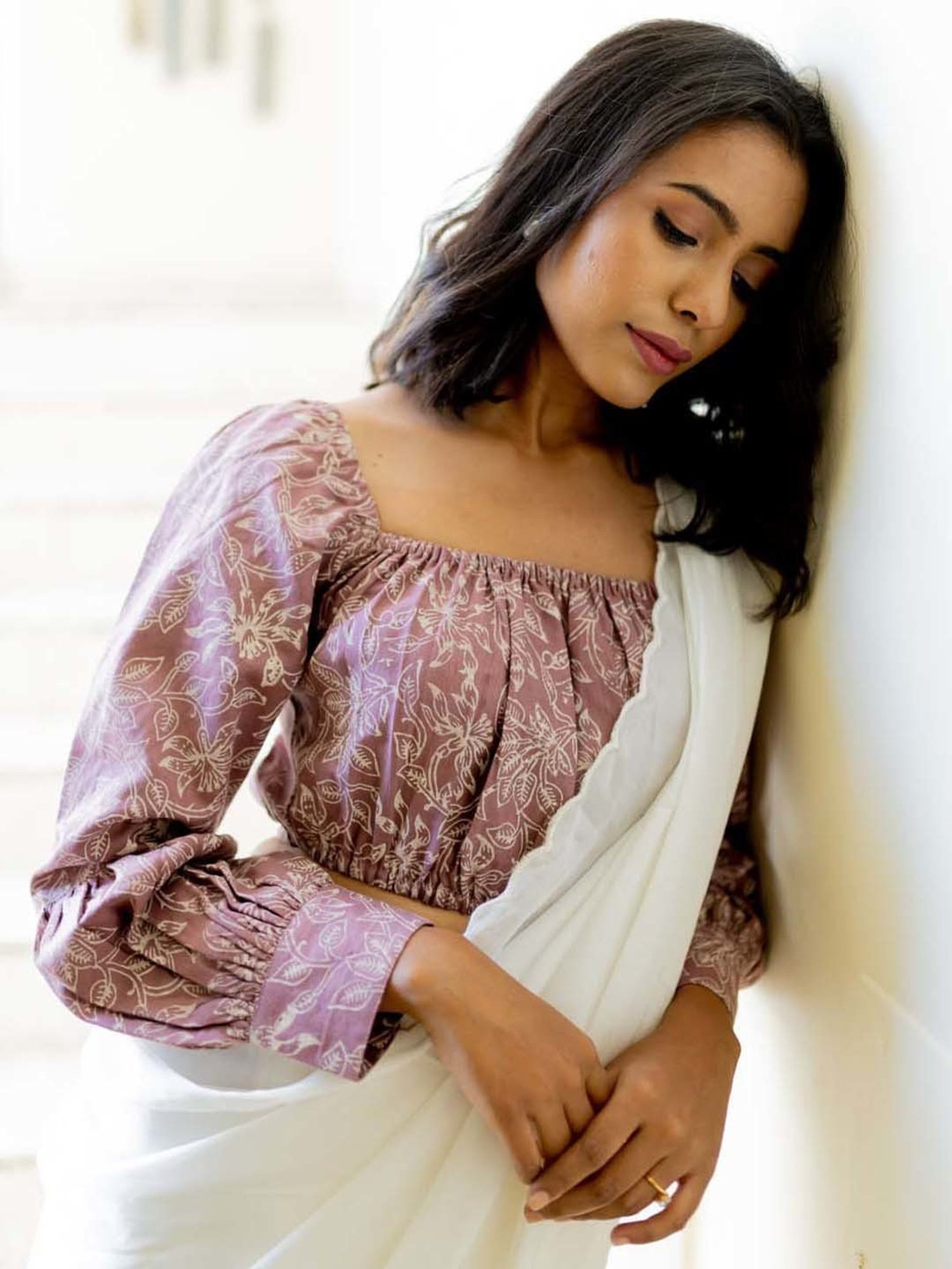 Anousshka Wood Rose Block Printed Crop Top