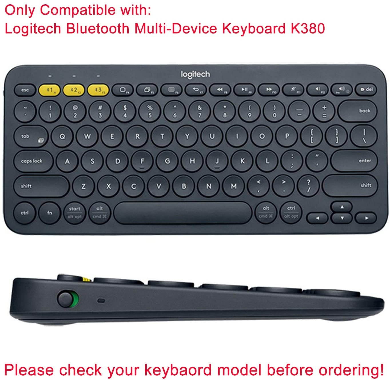 Silicone Keyboard Cover for Logitech Bluetooth Multi - Device Keyboard Cover K380 (Model: K380) Ultra Thin Protective Skin (for Logitech K380, Clear)