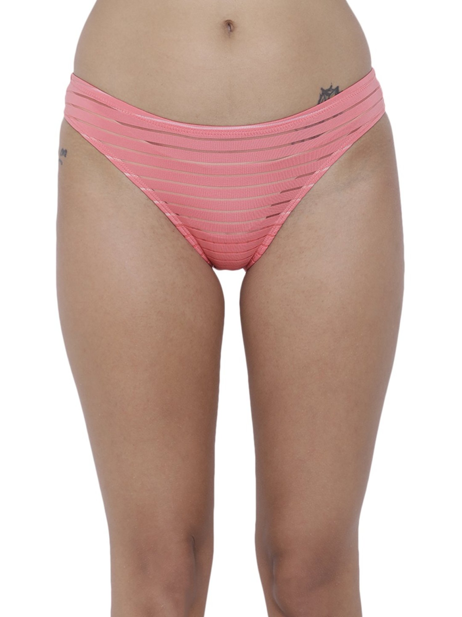 BASIICS by La Intimo Coral Striped Bikini Panty