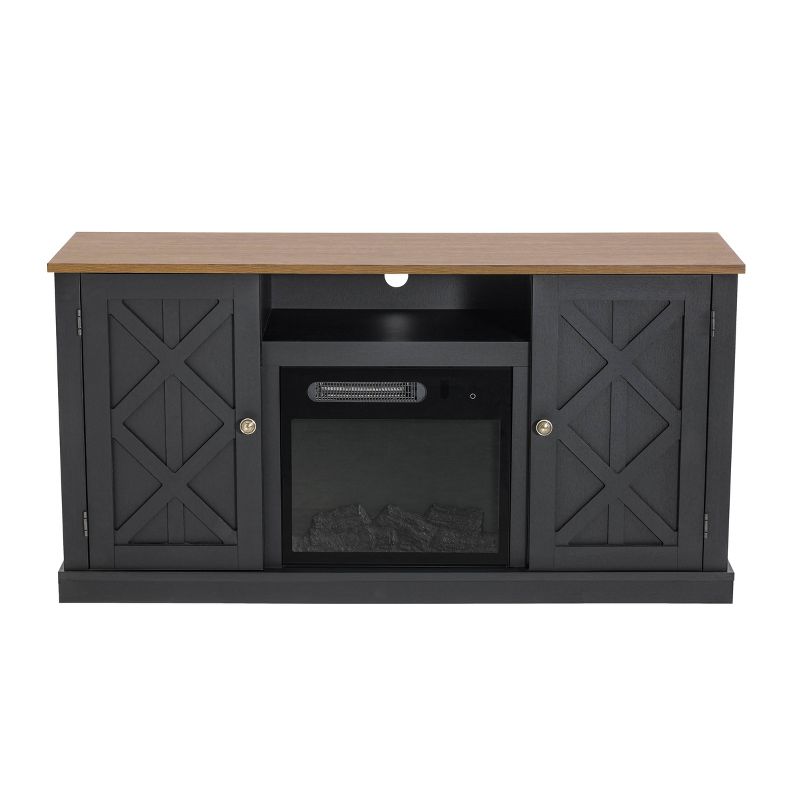 54" TV Stand For TVs up to 60" with Electric Fireplace Charcoal - Home Essentials