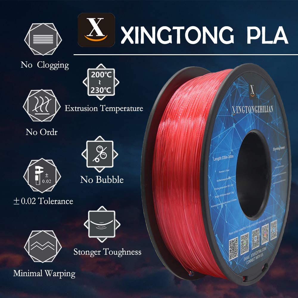 XTZL3D |  Light Through Transmission  PLA 3D Printer Filament Pink,1kg, 1.75mm