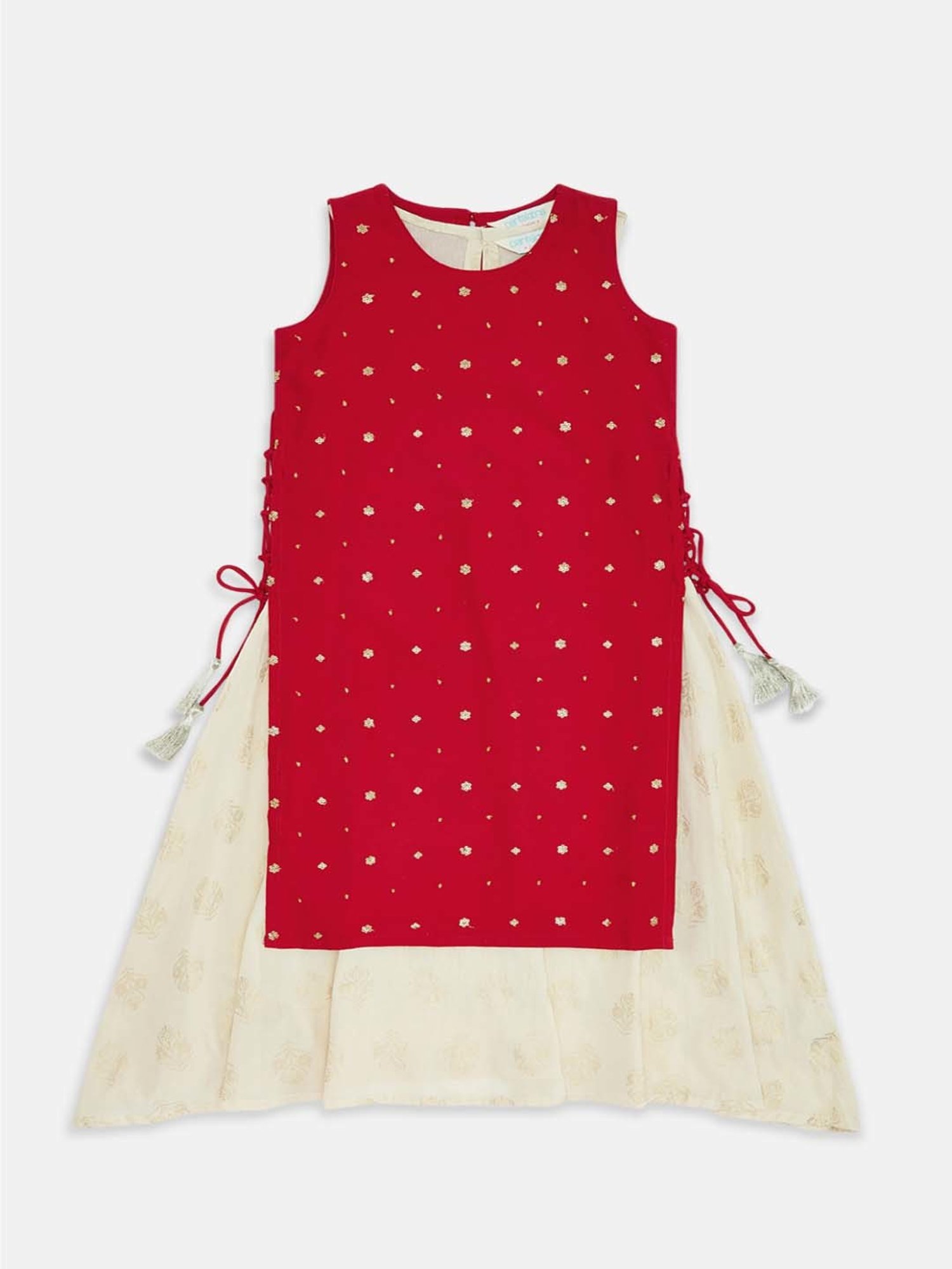 Akkriti by Pantaloons Kids Red & Cream Embroidered Kurta Set