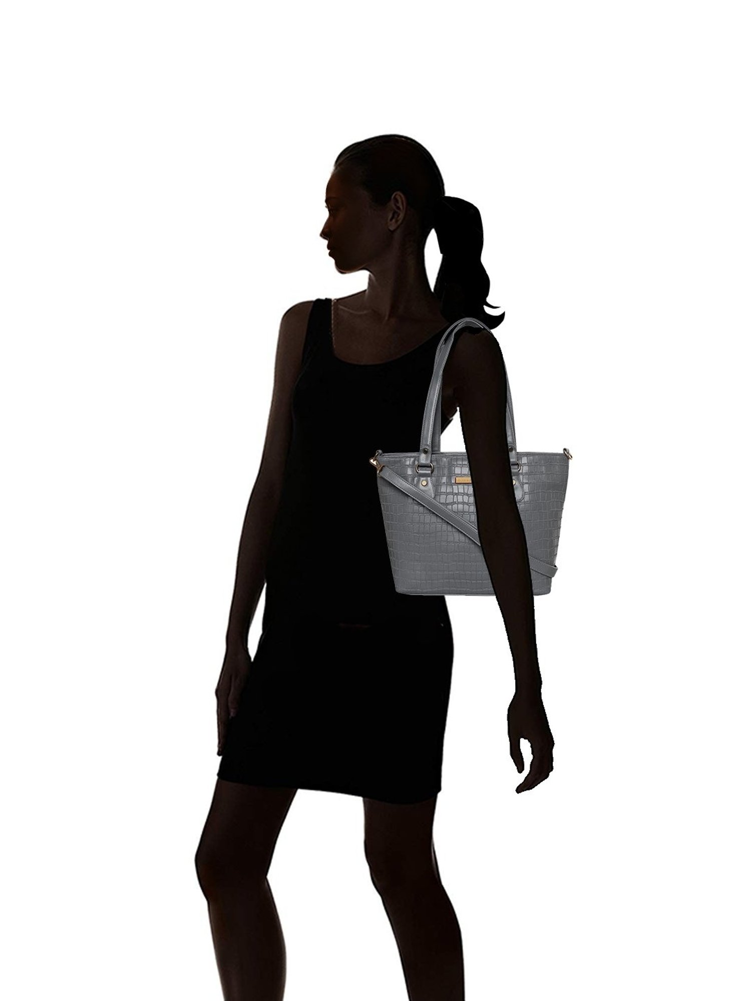 Giordano Grey Textured Medium Shoulder Handbag