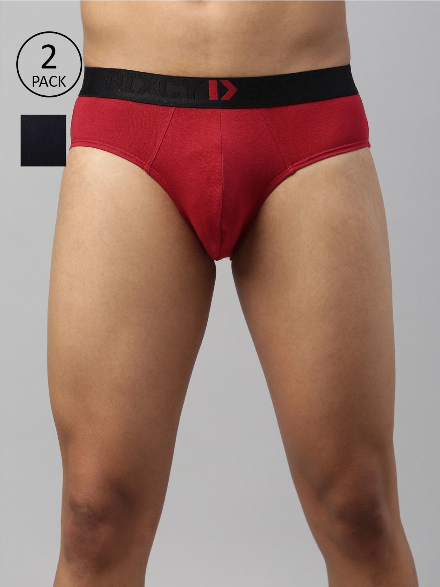 DIXCY SCOTT MAXIMUS Barbados Cherry & Navy Regular Fit Briefs - Pack Of 2