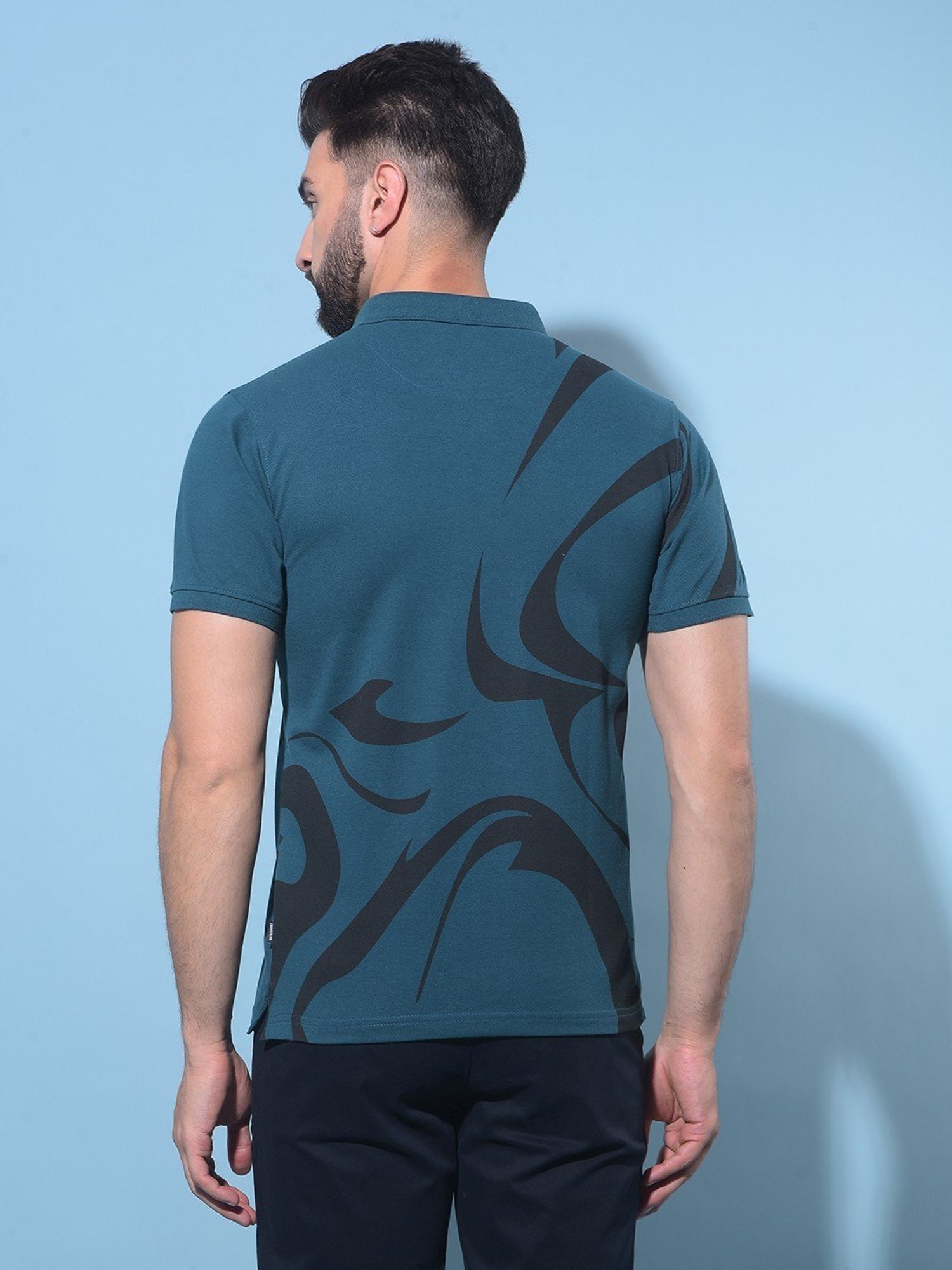 Crimsoune Club Green  Slim Fit Printed Polo T-Shirt