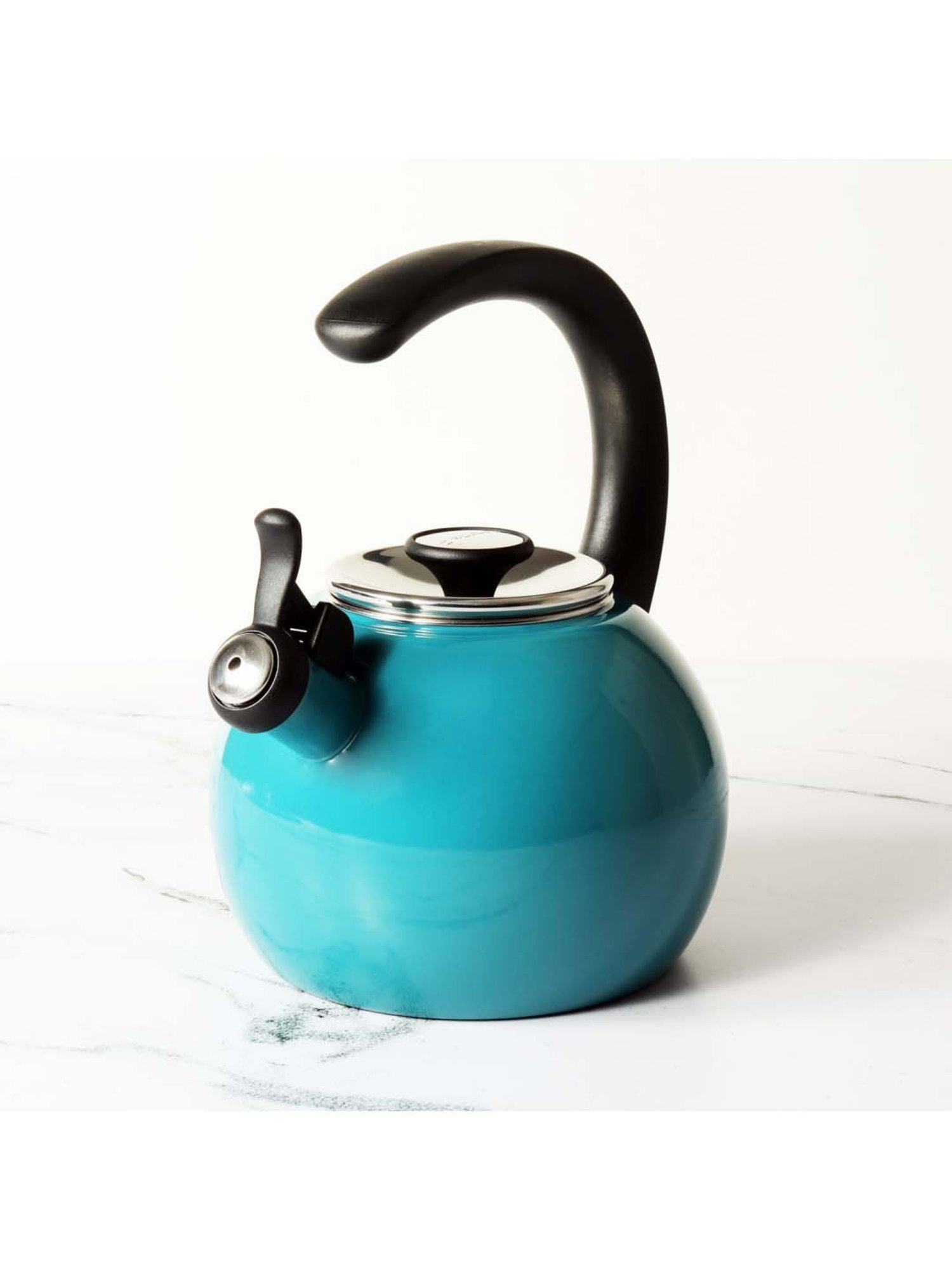 Circulon Enamel Turquoise On Steel Whistling Tea Kettle (1.9 Liters)
