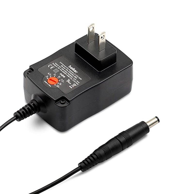 36W Universal 3V 4.5V 5V 6V 7.5V 9V 12V AC DC Adapter Power Supply for LCD LED Light Strip Router HUB Speaker Smart Phone Tablet Kindle and Echo Dot TV Box 1A 1.5A 2A 2.5A 3A 3000mA Amp Max.