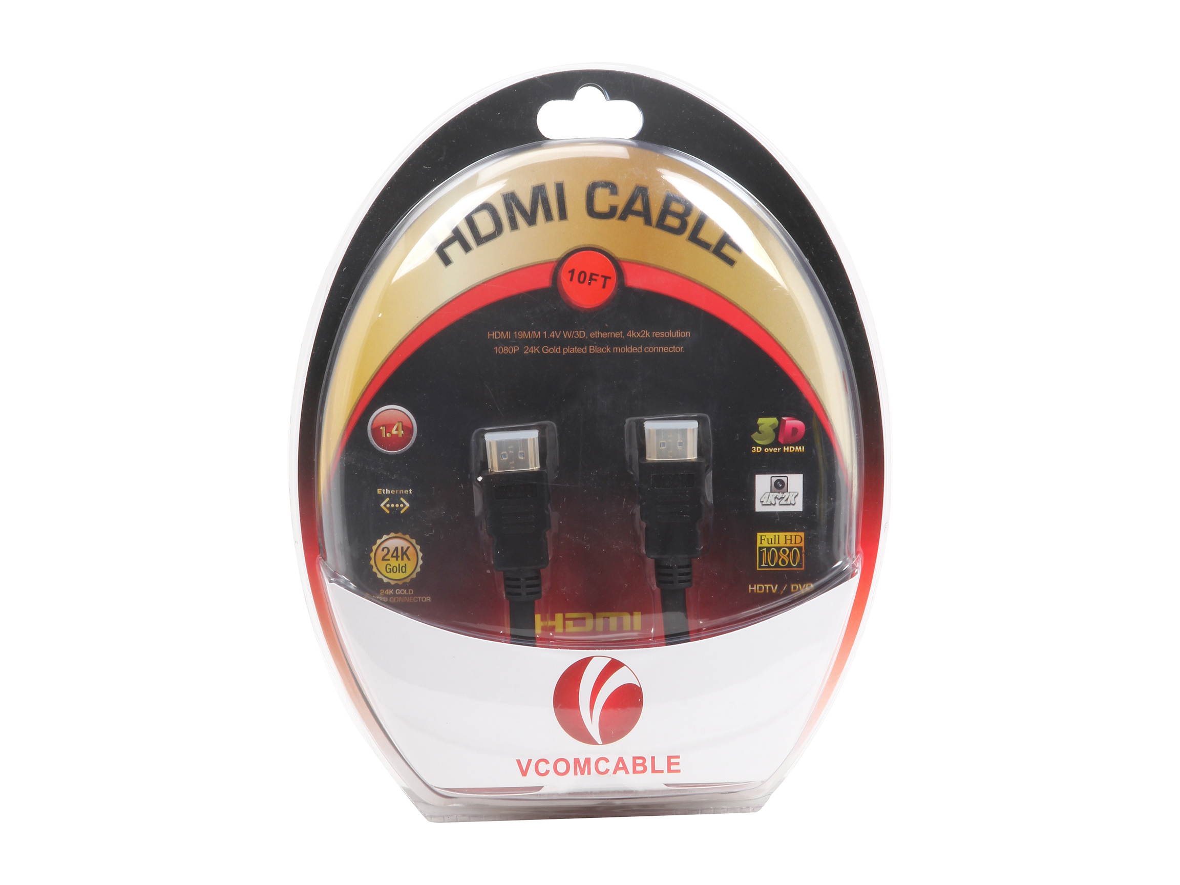 VCOM VC-HDMI10M 10 ft. HDMI&reg; 1.4V Type A to Type A High Speed with Ethernet Black Cable