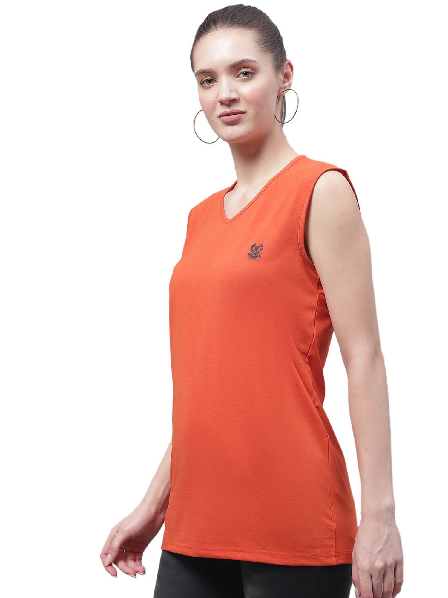 Vimal Jonney Rust Cotton Logo Print T-Shirt