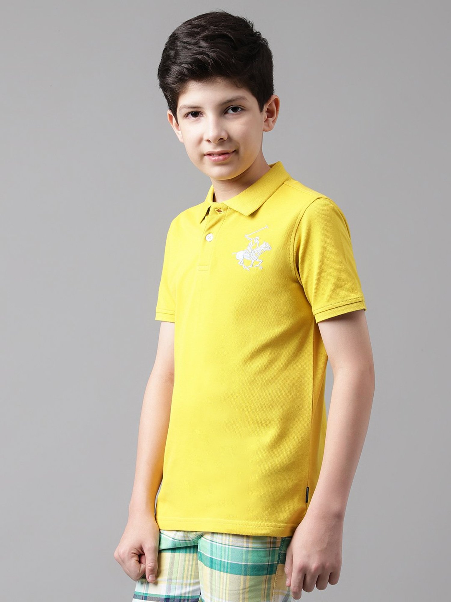 Beverly Hills Polo Club Kids Yellow Solid Polo T-Shirt