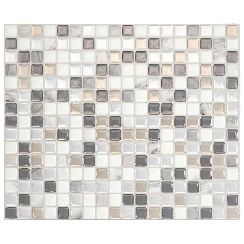 Smart Tiles 11.55'' X 9.64'' Self Adhesive 3D Peel and Stick Backsplash Tiles Gray