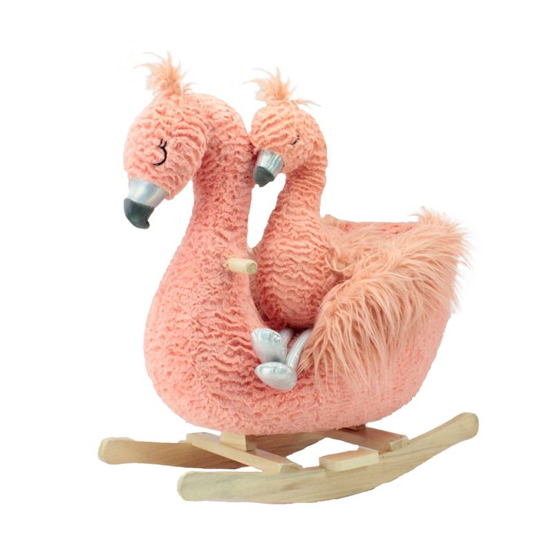 Soft Landing Darling Duos Flamingo Children's Rocker and Stuffed Animal bundle