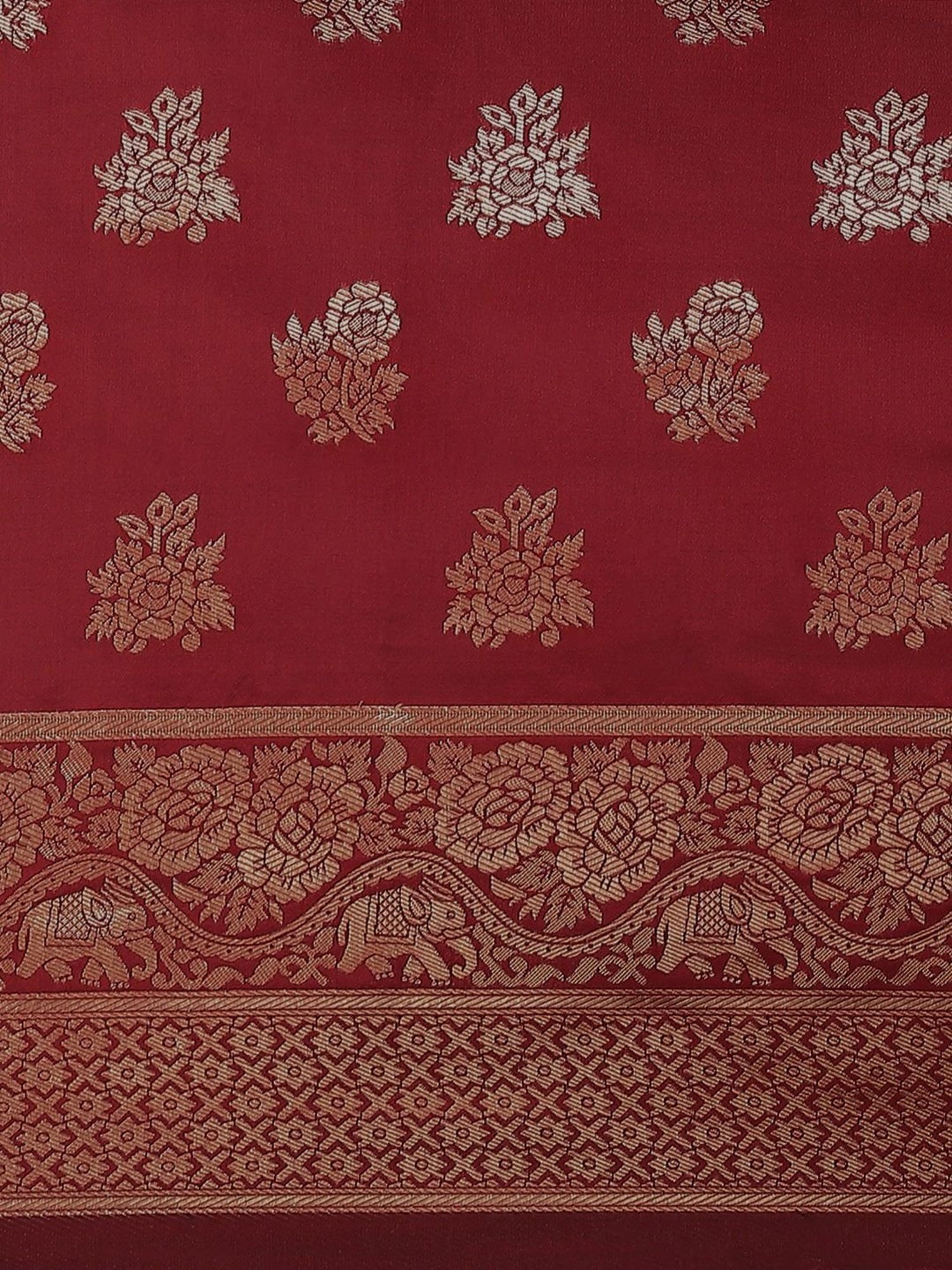 KSUT Maroon Silk Woven Saree With Unstitched Blouse