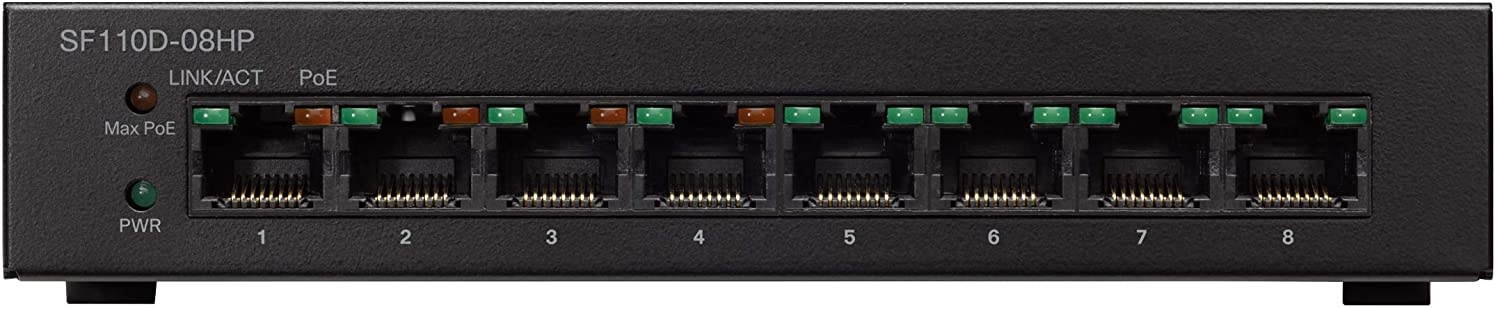 Cisco SF110D-08HP Desktop Switch with 8 Ports 32W 10/100 PoE, Limited Lifetime Protection