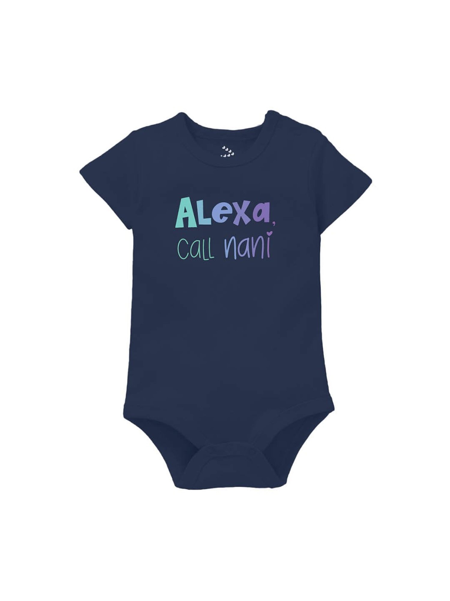 Zeezeezoo Kids Navy Blue Alexa, call Nani Printed Onesie