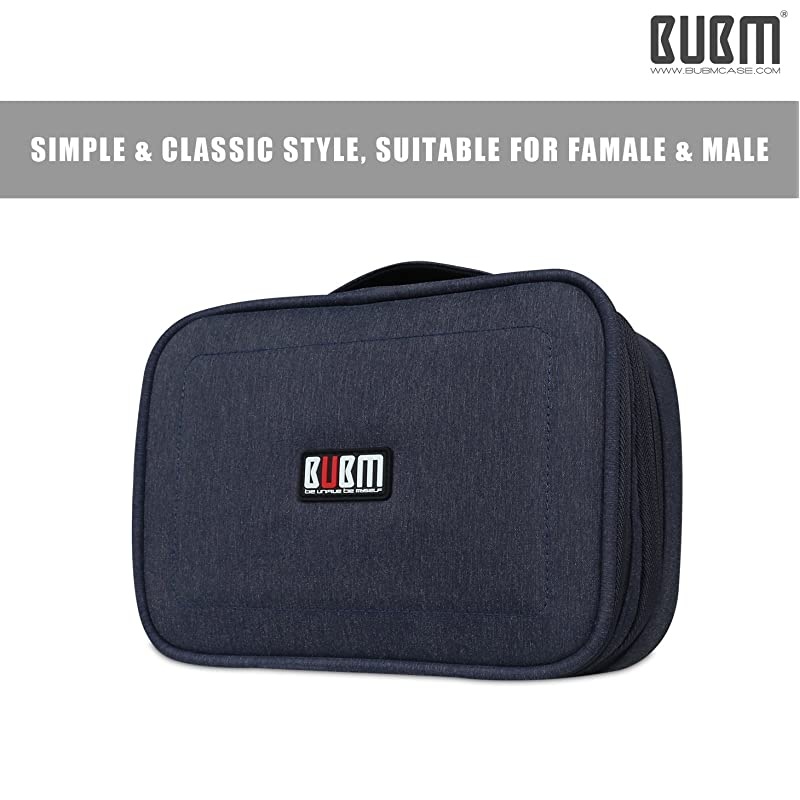 Electronics Organizer Bag,Double-Layer Convenient Travel Cable Storage Bag for IPad, Mobile Phone, Charger, USB Cable, SD Card, U Disk, Power Bank, Earphone(13 Feet Cable Management Belt)