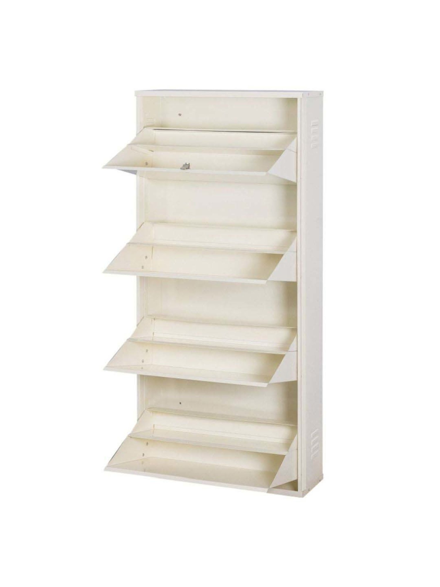 Delite Kom Metal Shoe Rack - 24" 10 Shelf, Double Decker, Ivory, PowderCoat, Wall Mount, DIY