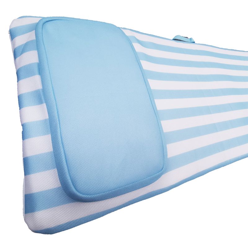 COMFY FLOATS No Inflate Sun Bed Single Person Water Lounger Pool and Lake Float with Pillow Headrest and Removable Soft Mesh Cover