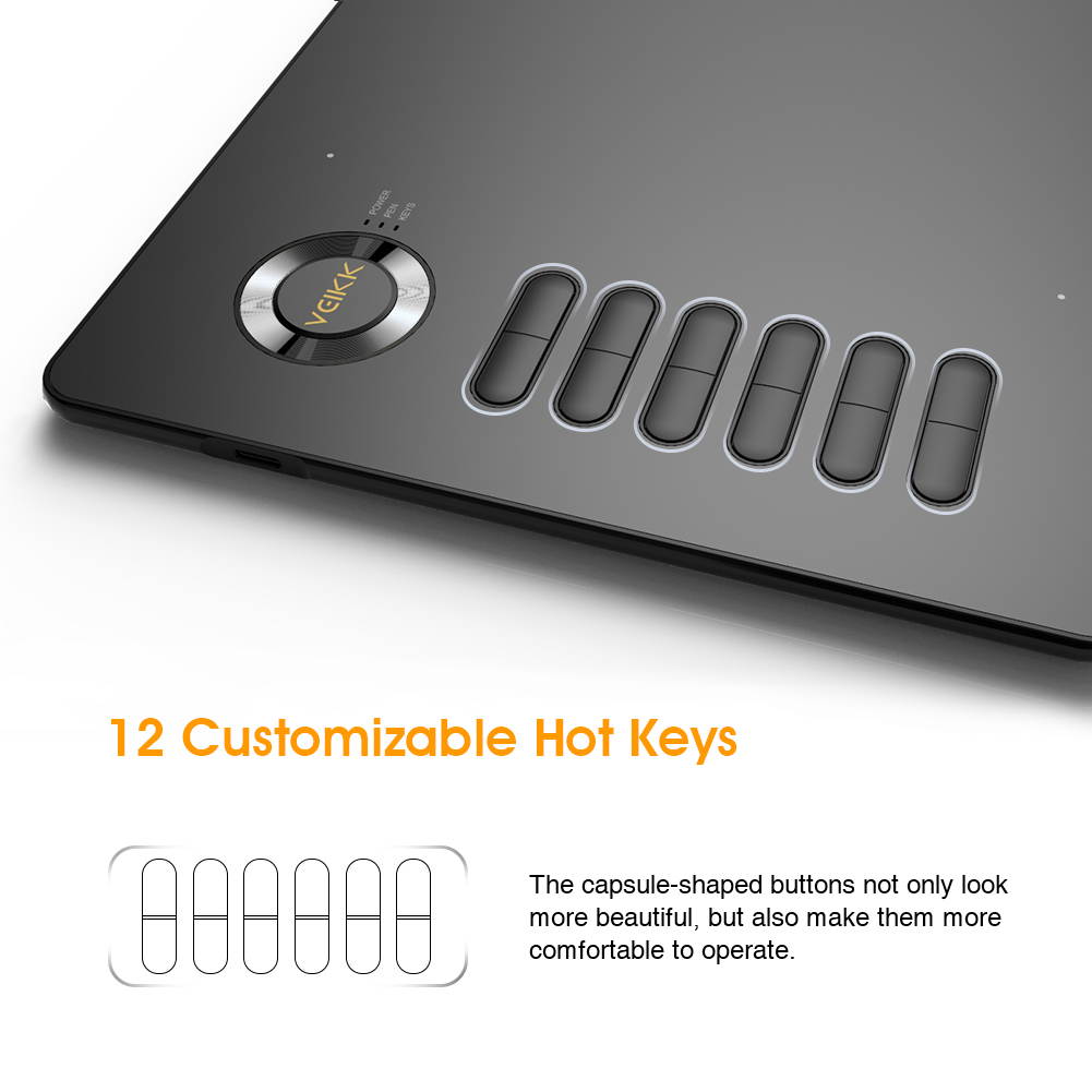 VEIKK A15 10x6 inch Digital Graphics Drawing Tablet Drawing Pen Tablet with Battery-Free Passive Stylus and 12 Shortcut Keys,20 Nibs and 1 Artist Glove (8192 Levels Pressure)