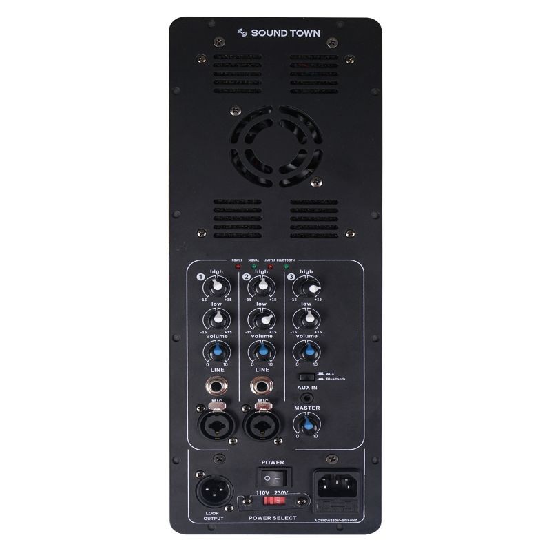 Sound Town Class-D Plate Amplifier for PA DJ Speaker Cabinets and Loudspeakers, 400W RMS, w/Bluetooth, 3-Channel Mixer