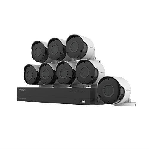 Wisenet SDHC84085BF 8 Channel Super HD DVR Video Security System with 2TB Hard Drive and 8 5MP Weather Resistant Bullet Cameras SDC89445BF Renewed