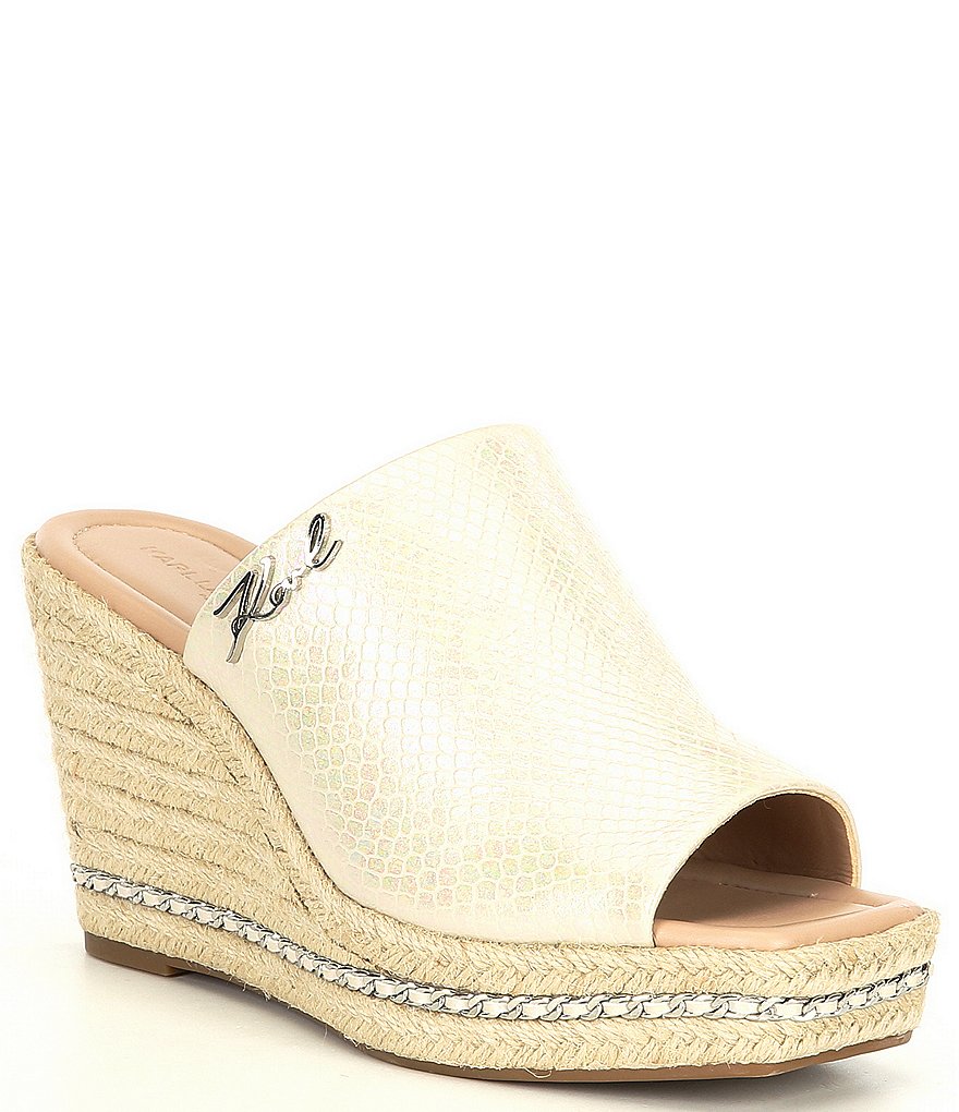 KARL LAGERFELD PARIS Corissa Embossed Snake Espadrille Wedges