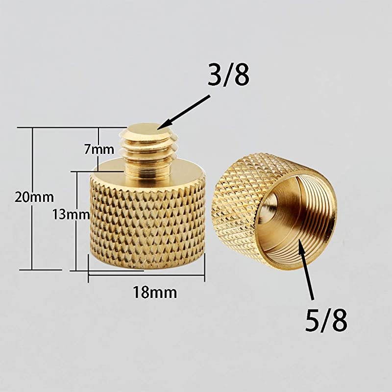 2 Piecesbrass 38quot16 External thread to 58quot 27 internal thread adapter for microphone stand tripod screw adapter converter stand screw