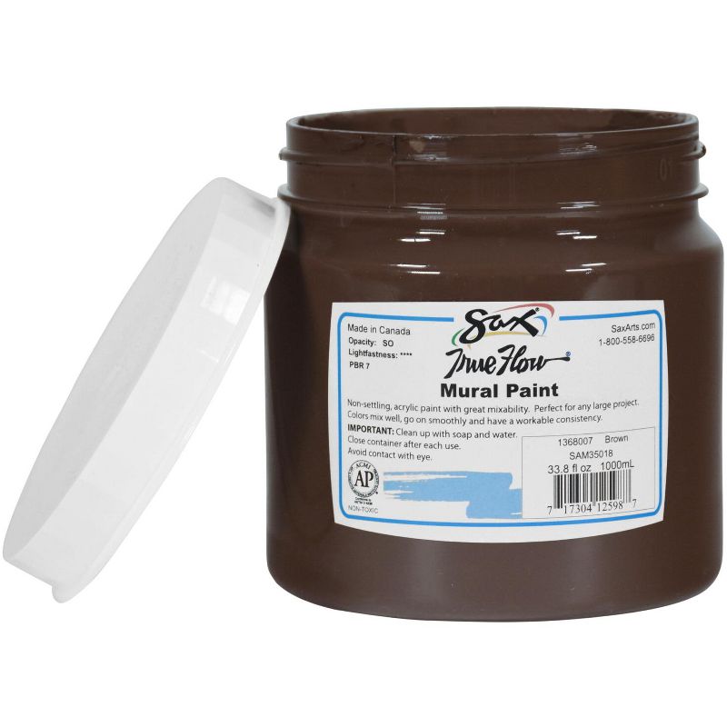 Sax True Flow Acrylic Mural Paint, 33.8 oz Plastic Container, Brown