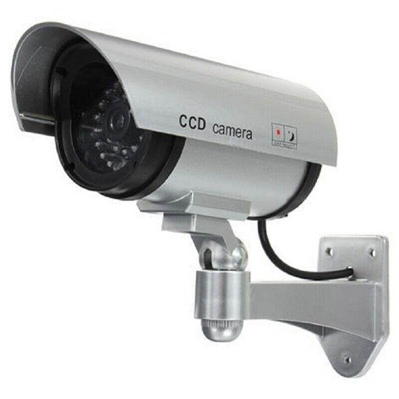 Waterproof Rotation Dummy Security CCTV Surveillance Camera Imitation Fake Cam Red IR Light Outdoor Silver the U.S.A