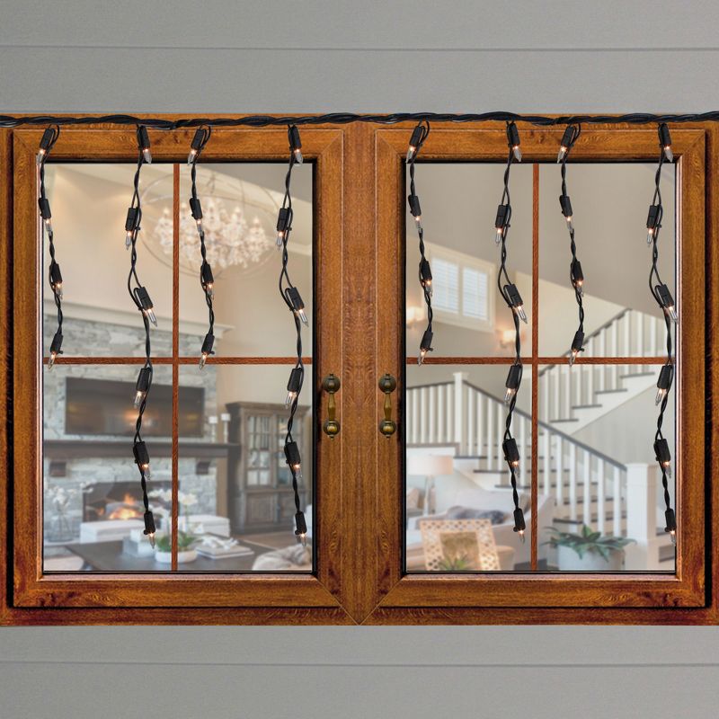 Brite Star Set of 100 Clear Mini Icicle Christmas Lights - 7.8ft Black Wire