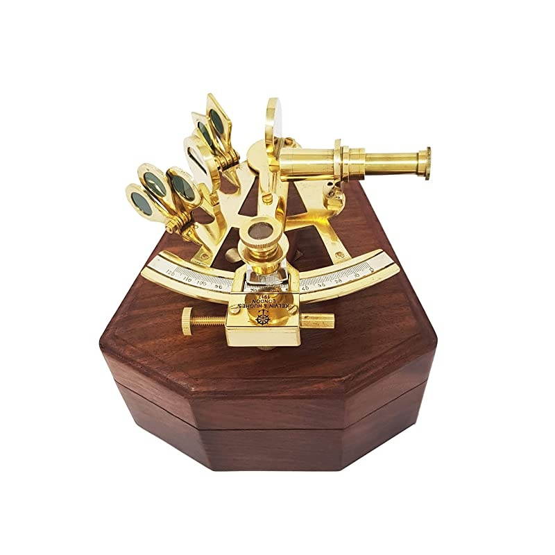 Sextant Navigation Instrument Sextante Navegacion Marine Sextant in Hardwood Gift Box 4 inches Shiny Brass
