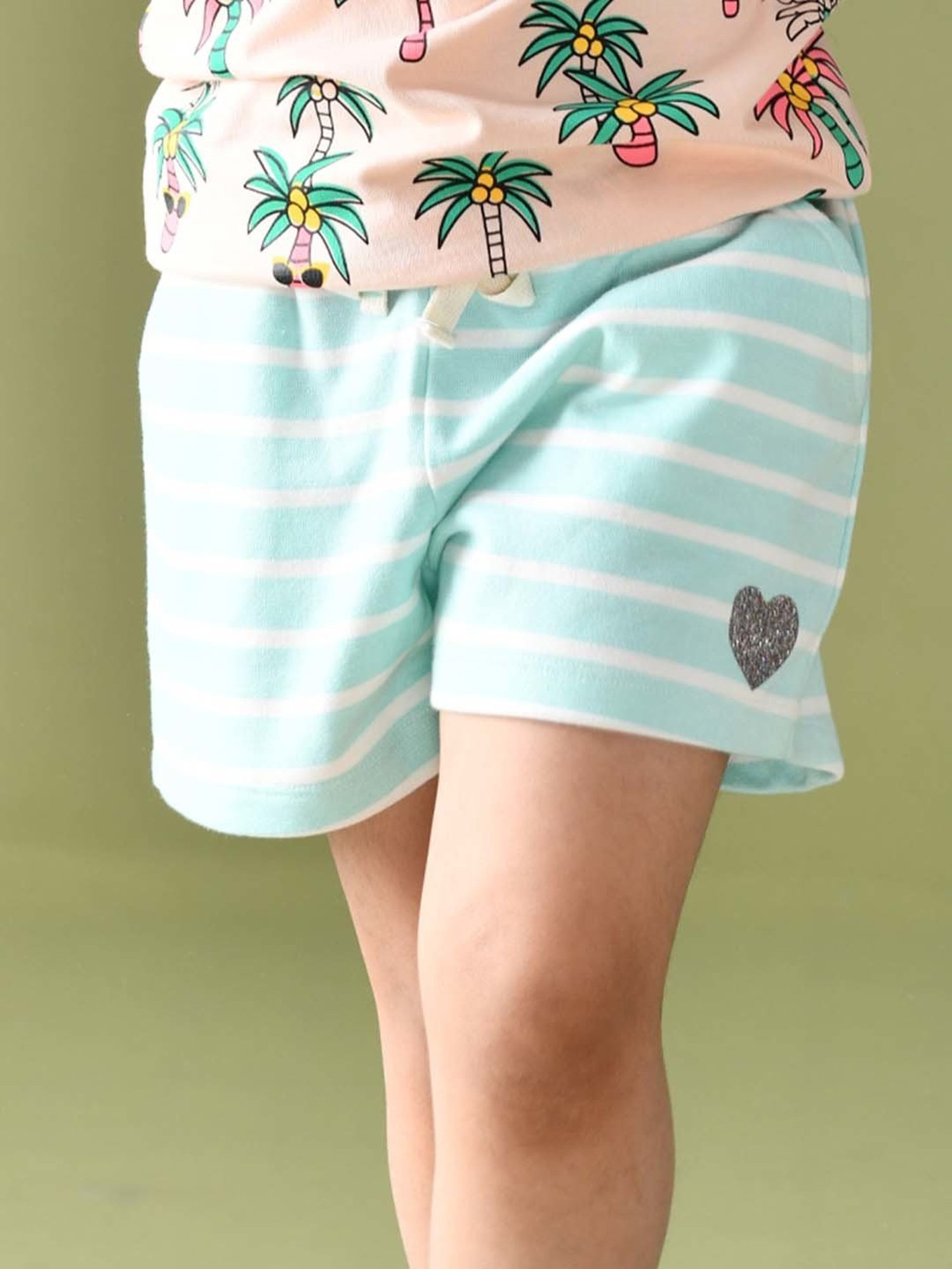 Anthrilo Kids Blue & White Cotton Striped Shorts