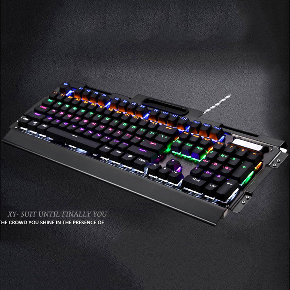 UrChoiceLtd&reg; 2017 Technology Mechanical Keyboard Colorful Rainbow LED Backlit Multimedia Ergonomic Usb Gaming Keyboard with a Phone Stand and Lighter Stand + 2400DPI Gaming Mouse For Laptop Computer