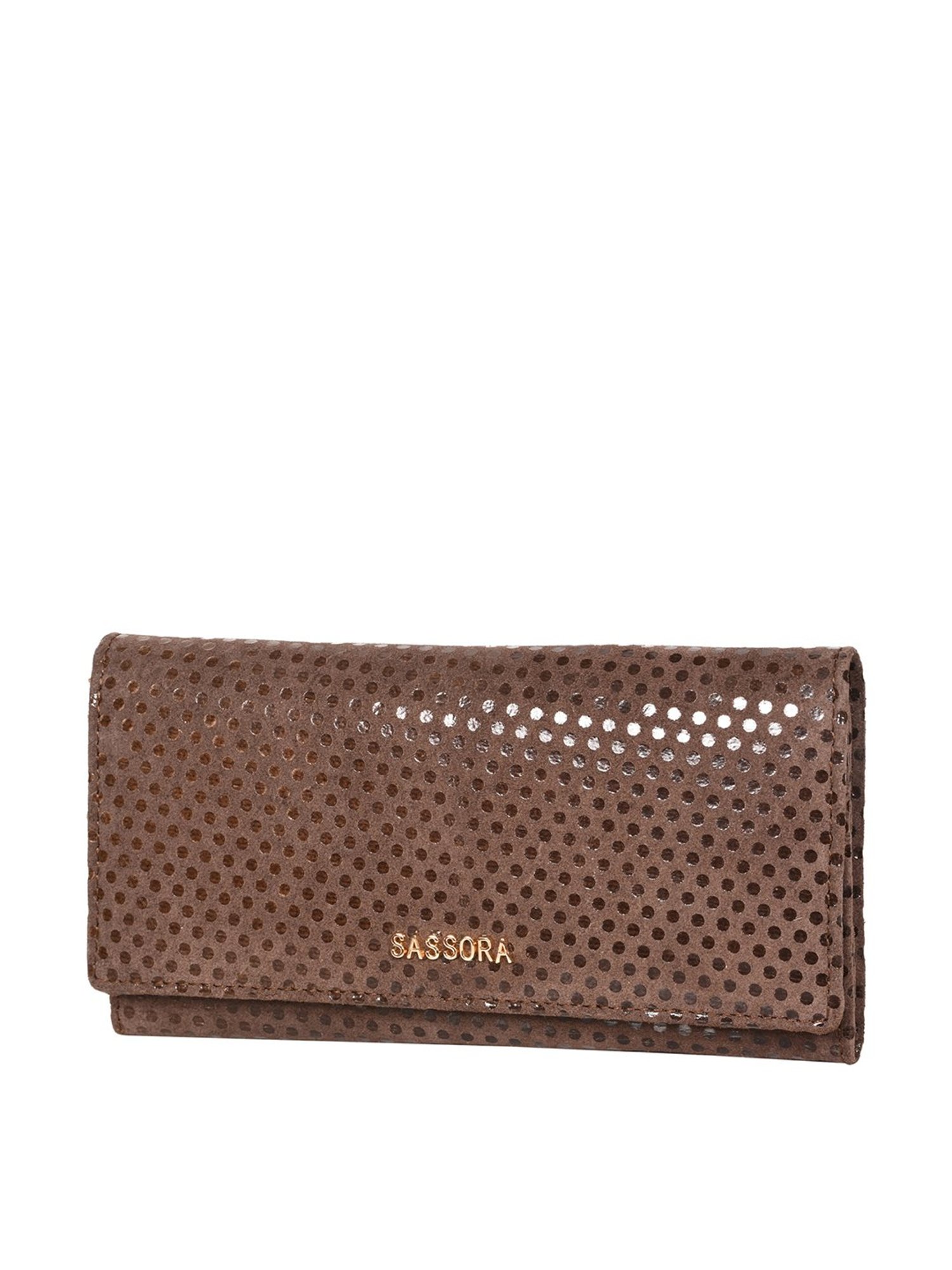 SASSORA Brown Textured Rfid Wallet for Women