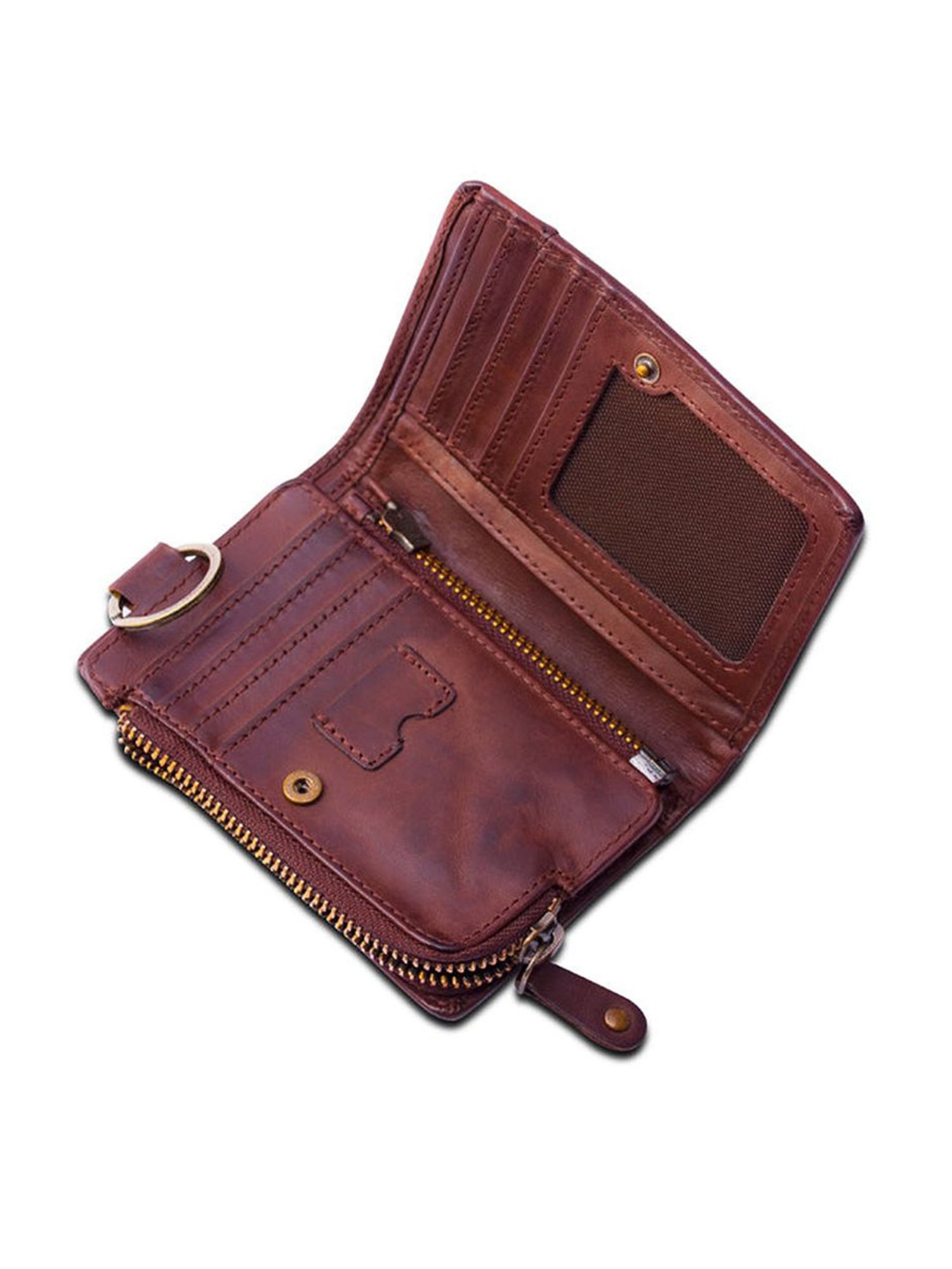 KOMPANERO Harvey Cognac Leather Textured Bi-Fold Wallet