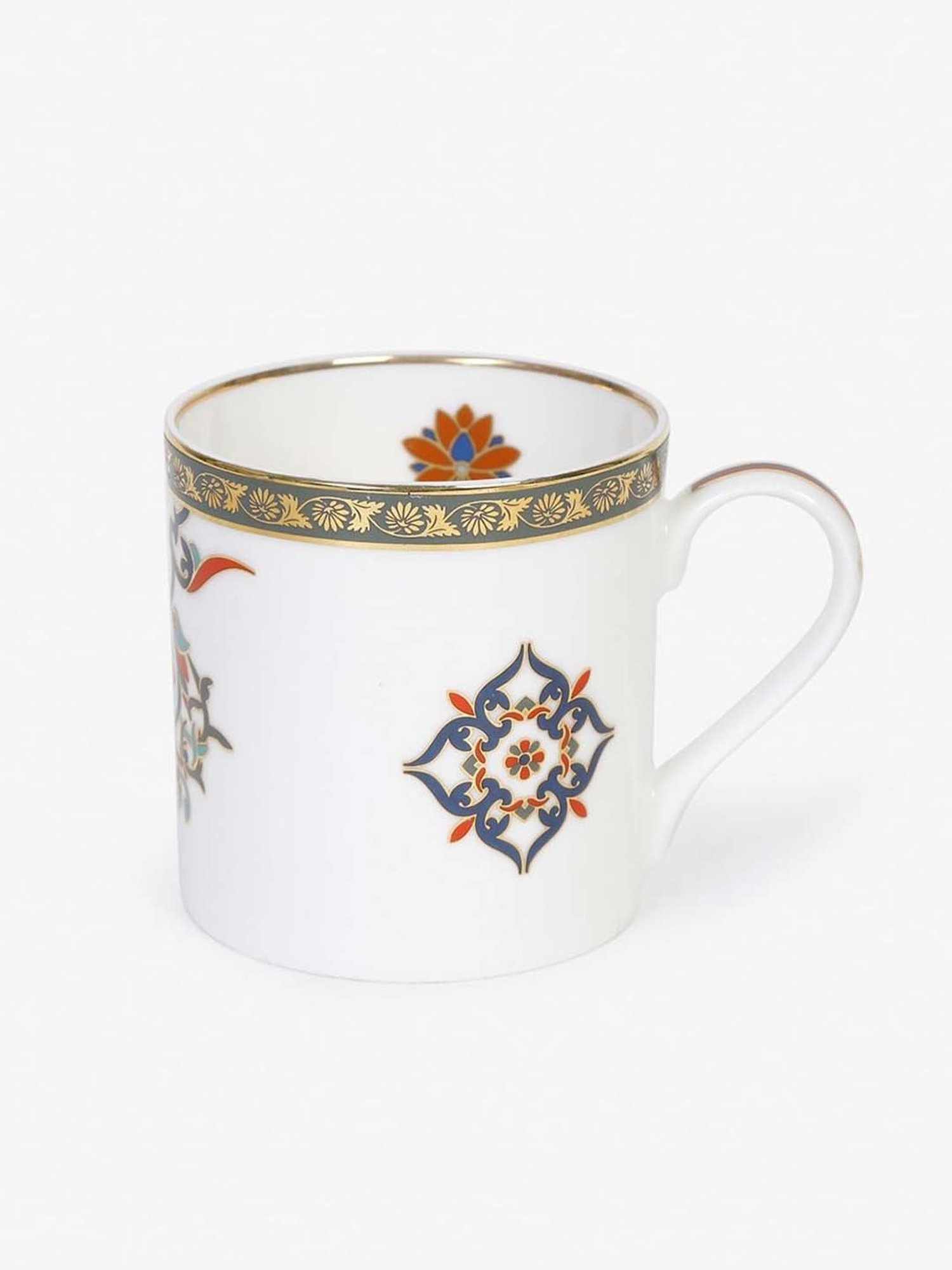 Fabindia Home Jodha Red & White Ceramic Mugs (350ml) - Set of 2