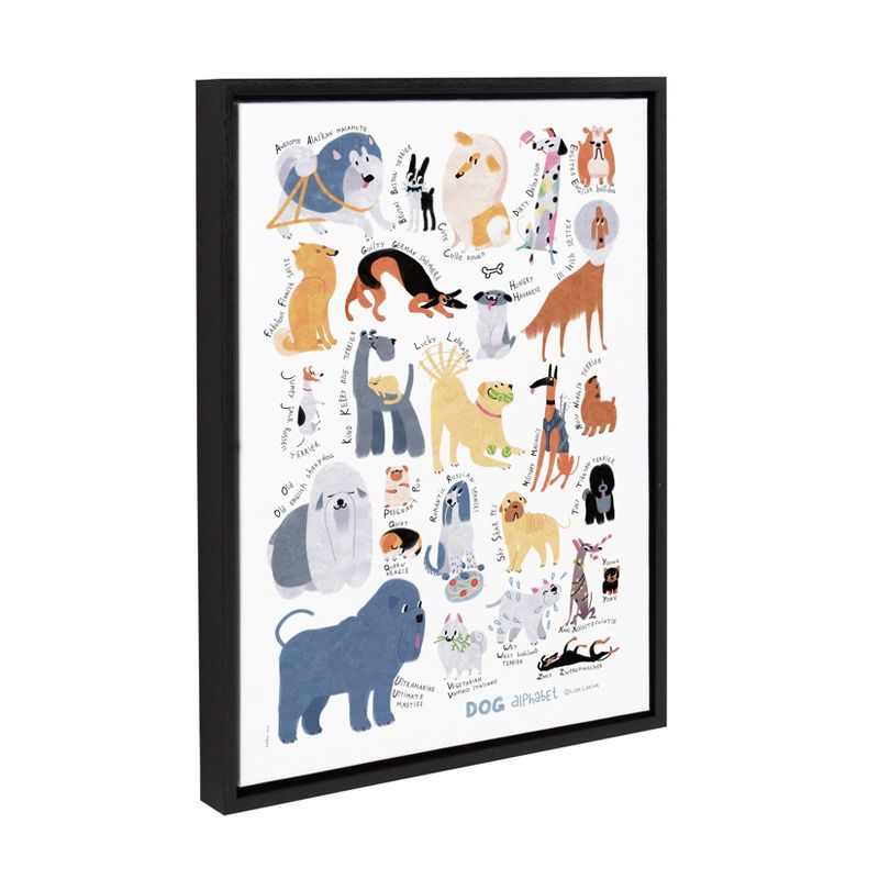 18" x 24" Sylvie Dog Alphabet Framed Canvas by Lida Larina Black - Kate and Laurel