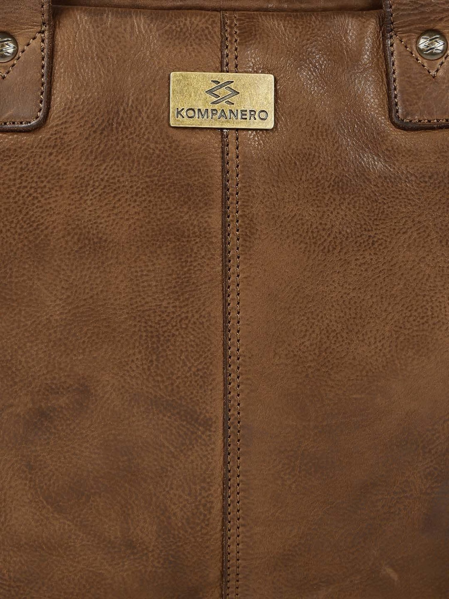 KOMPANERO Brown Leather Medium Messenger Bag