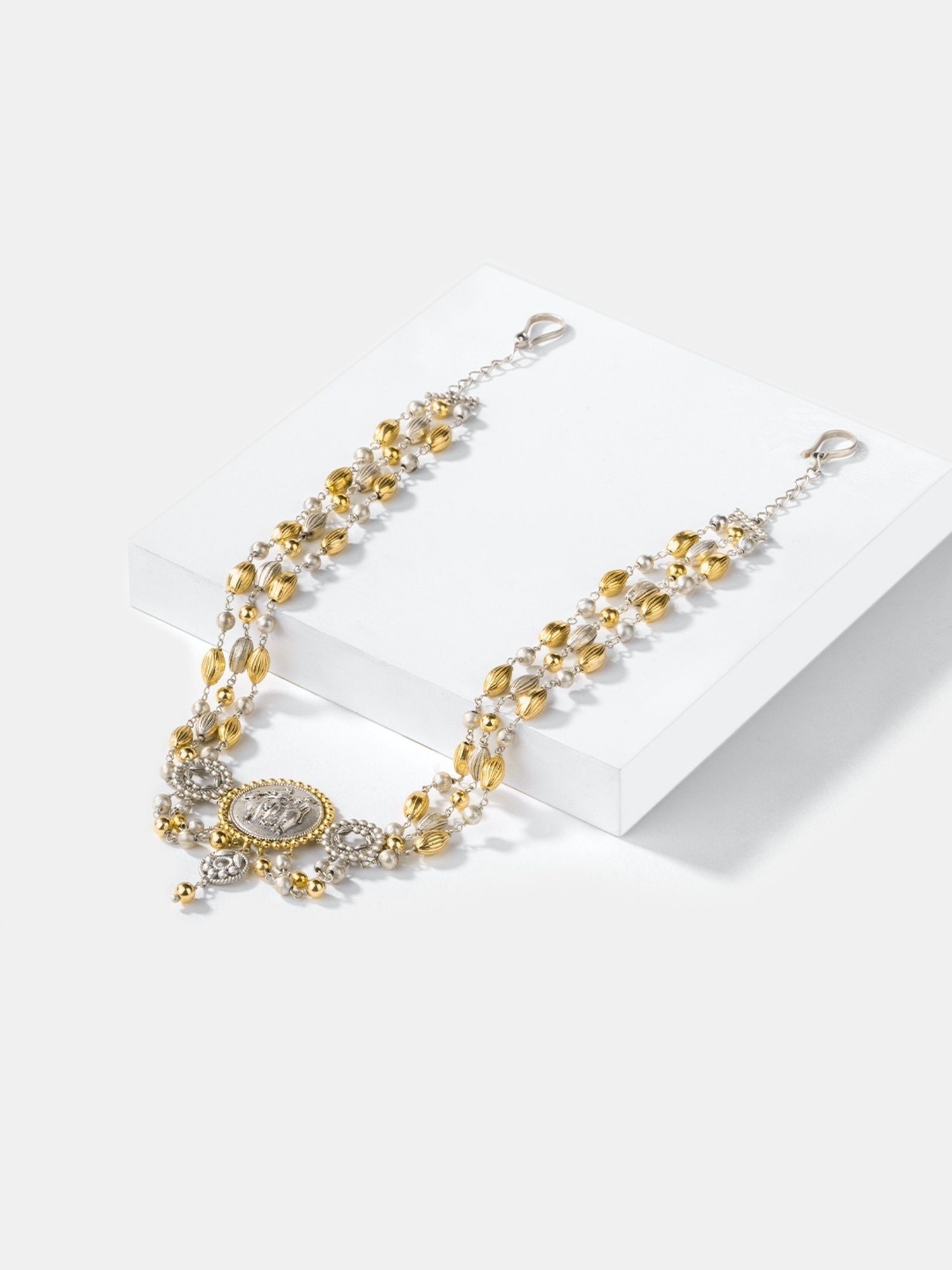 Shaya 92.5 Sterling Silver Dampati Coin Matha Patti Headpiece for Women