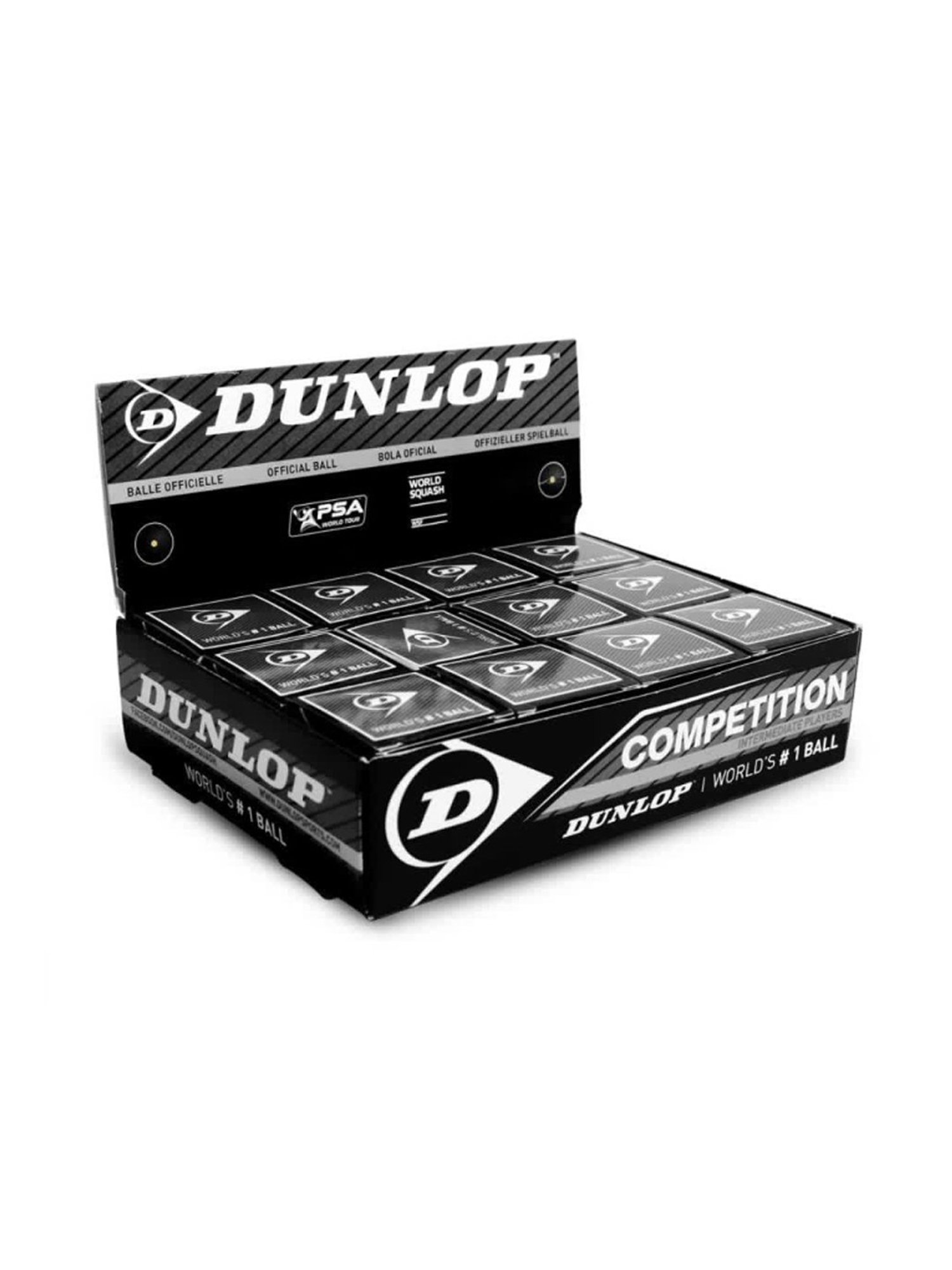 Dunlop Pack of 12 Single Dot Squash Ball (Black) Size - 127.2mm
